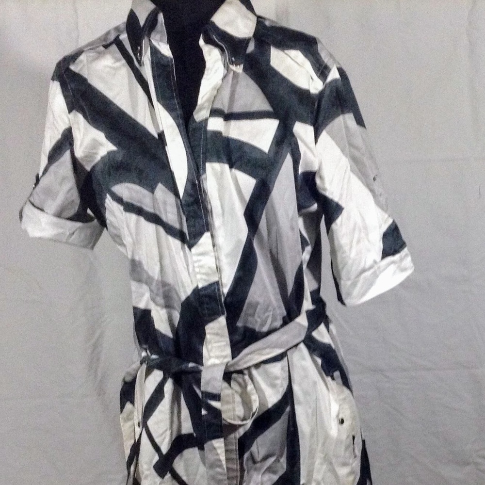 NY&Co Geometric Print Shirt Dress, Sz12.